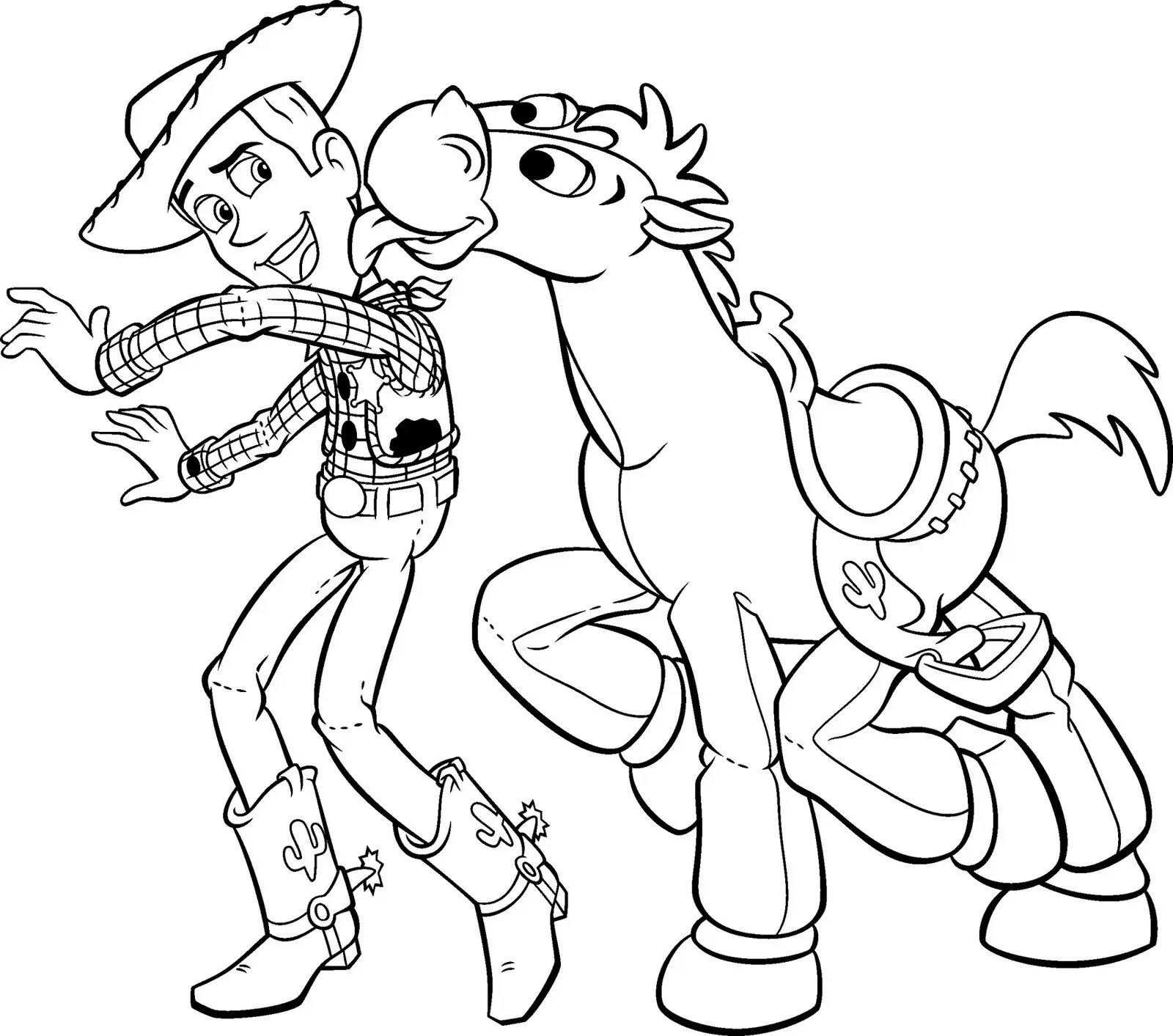 Coloriage Woody And Bullseye Having Fun - Toy story à imprimer