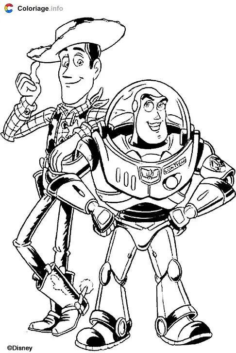 Woody and Buzz Lightyear coloring page to print