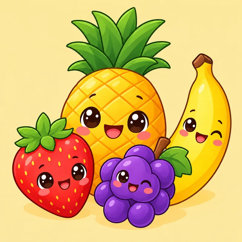 disegni di frutti kawaii da colorare