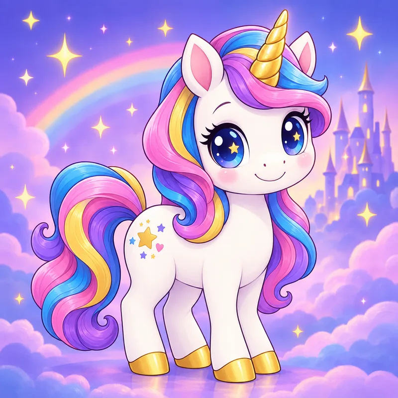 disegni di unicorni kawaii da colorare