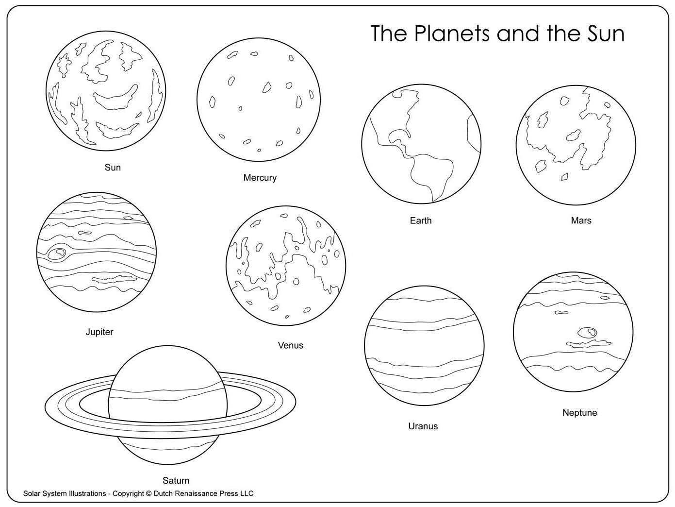 Coloriage Planètes Et Soleil - Planète à imprimer