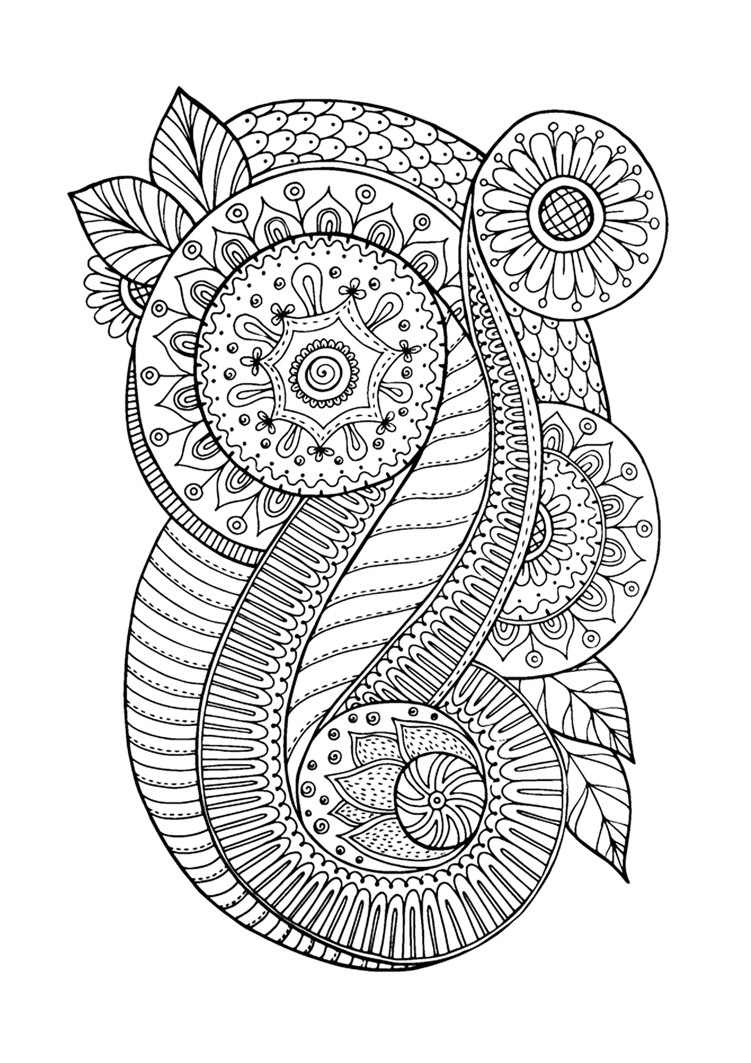 Coloriage Zen Antistress Motif Abstrait Inspiration Florale 4 Par Juliasnegireva - Adulte à imprimer