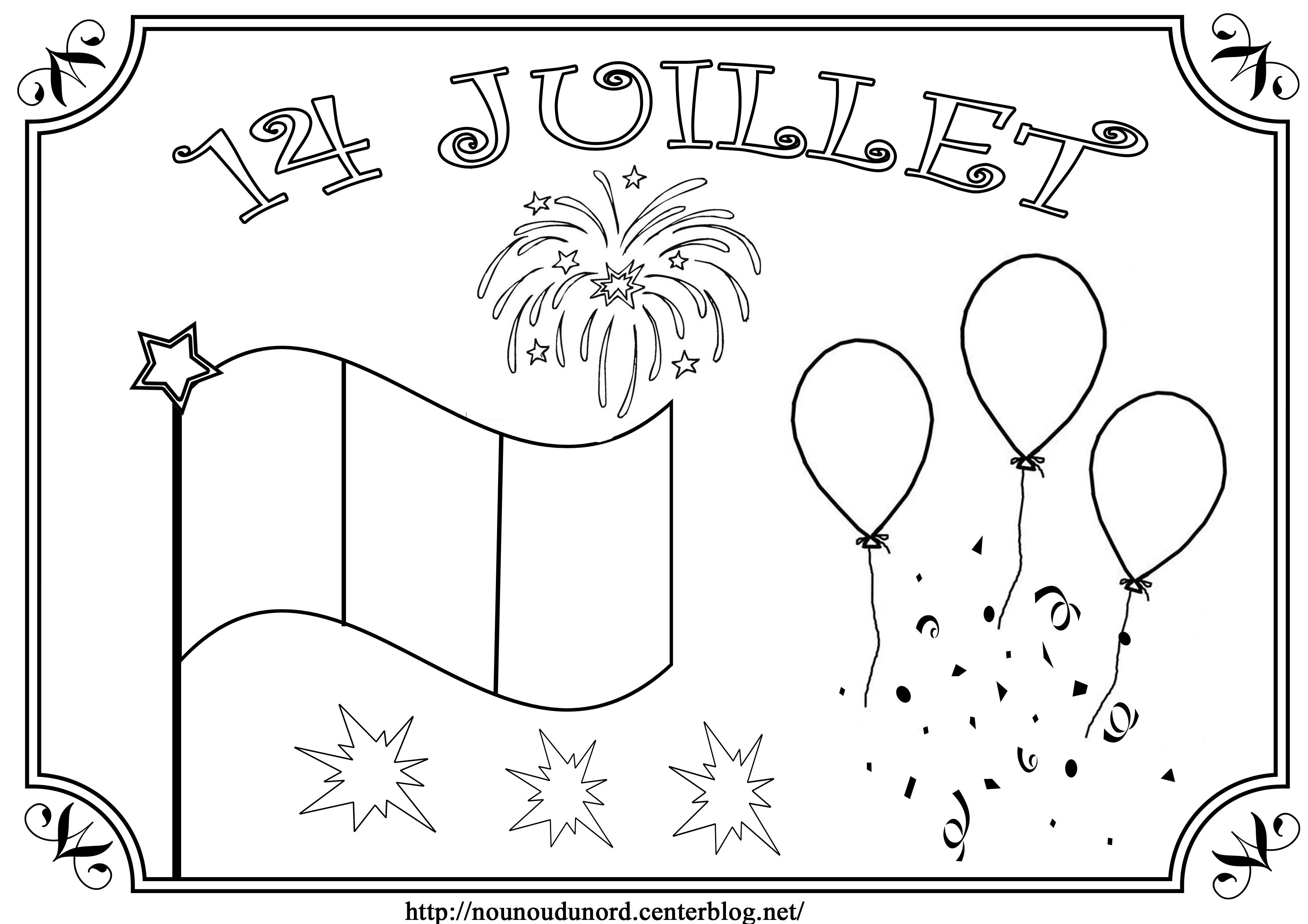 Coloriage 14 Juillet Fête Nationale Drapeau - Fête nationale à imprimer