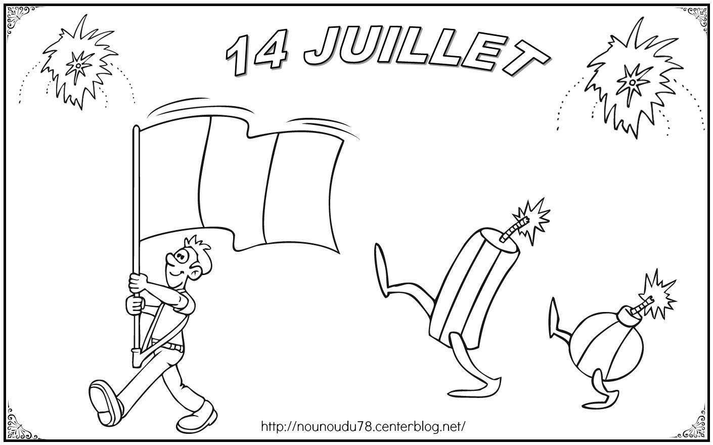 Coloriage 14 Juillet Fête Nationale France - Fête nationale à imprimer