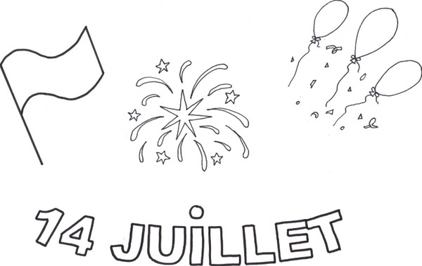 Coloriage 14 Juillet France - Fête nationale à imprimer