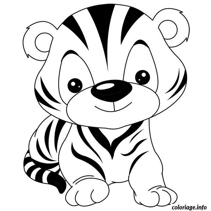 Dessin de bebe tigre rigolo Coloriage Gratuit à Imprimer