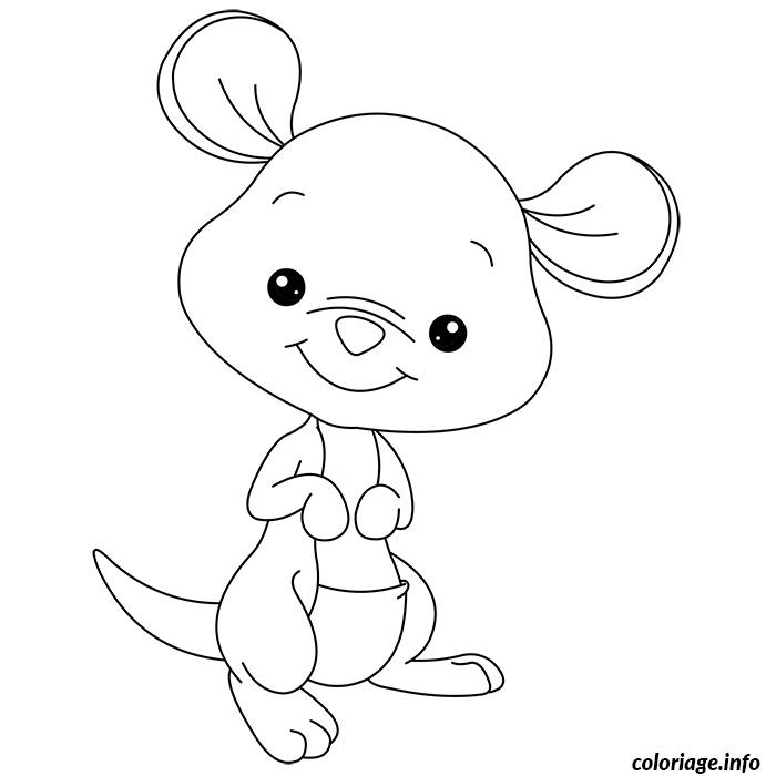 Dessin de bebe kangourou Coloriage Gratuit à Imprimer