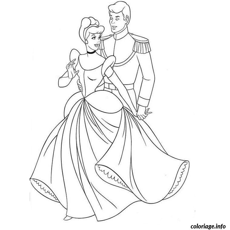 Coloriage Cendrillon Et Son Prince Dessin Princesse A Imprimer