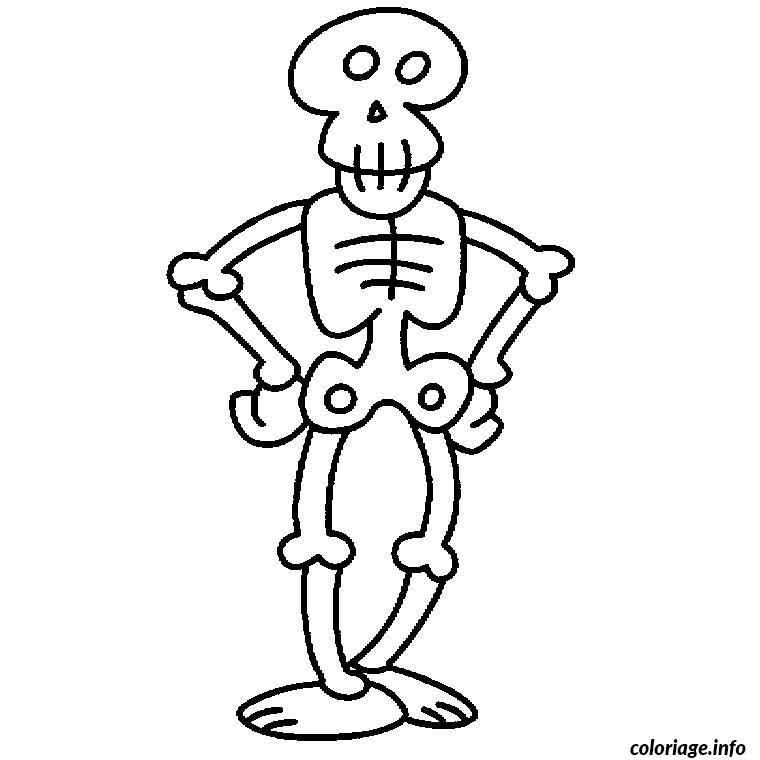 Dessin squelette halloween pour petit Coloriage Gratuit à Imprimer