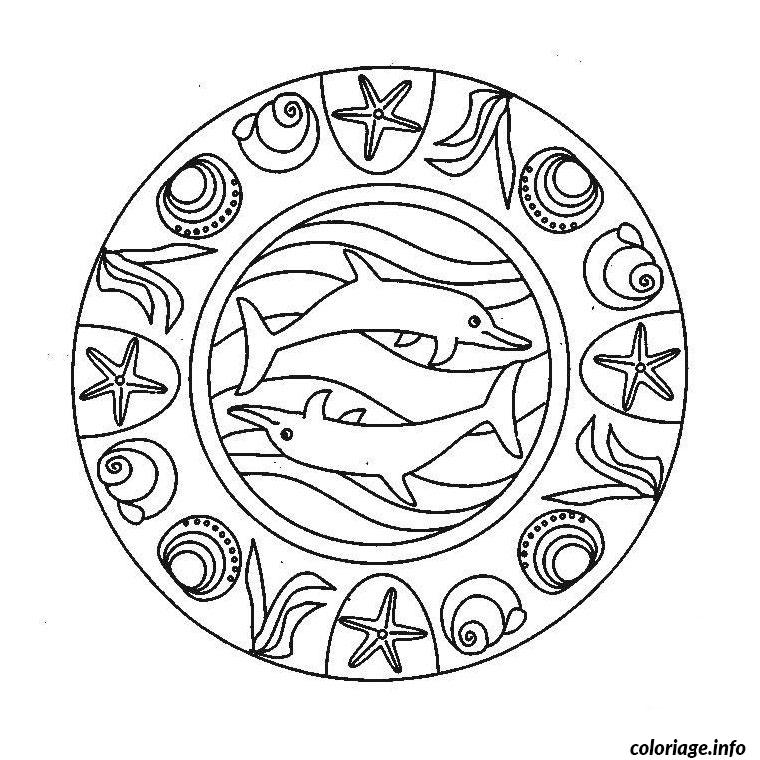 Dessin dauphin mandala Coloriage Gratuit à Imprimer