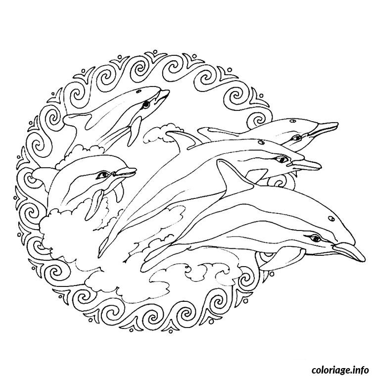 Dessin mandala dauphin Coloriage Gratuit à Imprimer