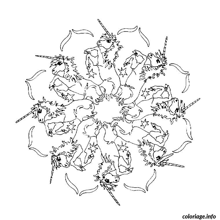 Dessin mandala licorne Coloriage Gratuit à Imprimer