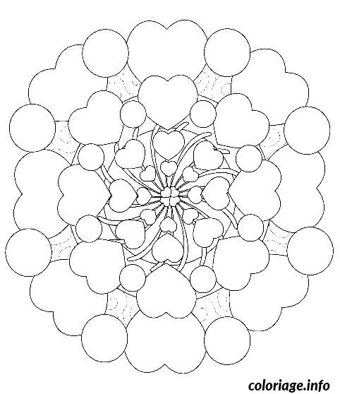 Dessin mandala en coeur Coloriage Gratuit à Imprimer