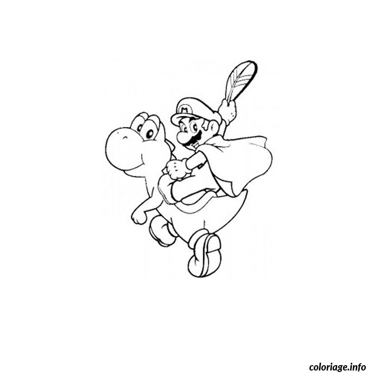 Dessin mario et yoshi Coloriage Gratuit à Imprimer