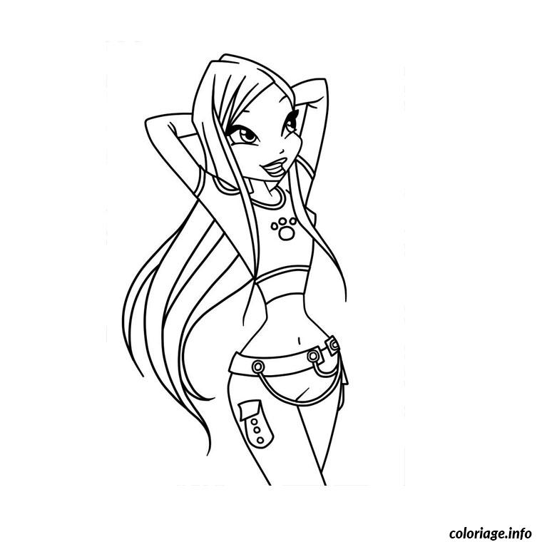 Dessin winx avec roxy Coloriage Gratuit à Imprimer