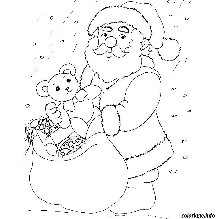 Dessin pere noel et hotte Coloriage Gratuit à Imprimer