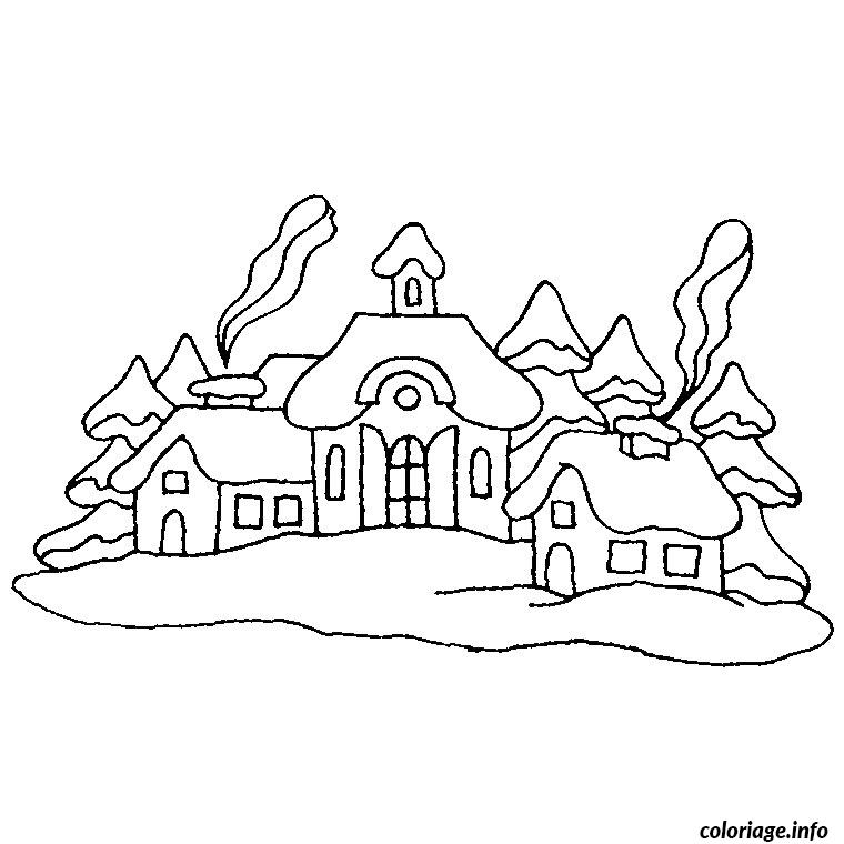 Dessin noel paysage Coloriage Gratuit à Imprimer