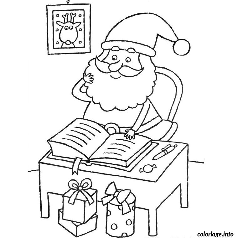 Dessin pere noel repond aux lettres de decembre Coloriage Gratuit à Imprimer