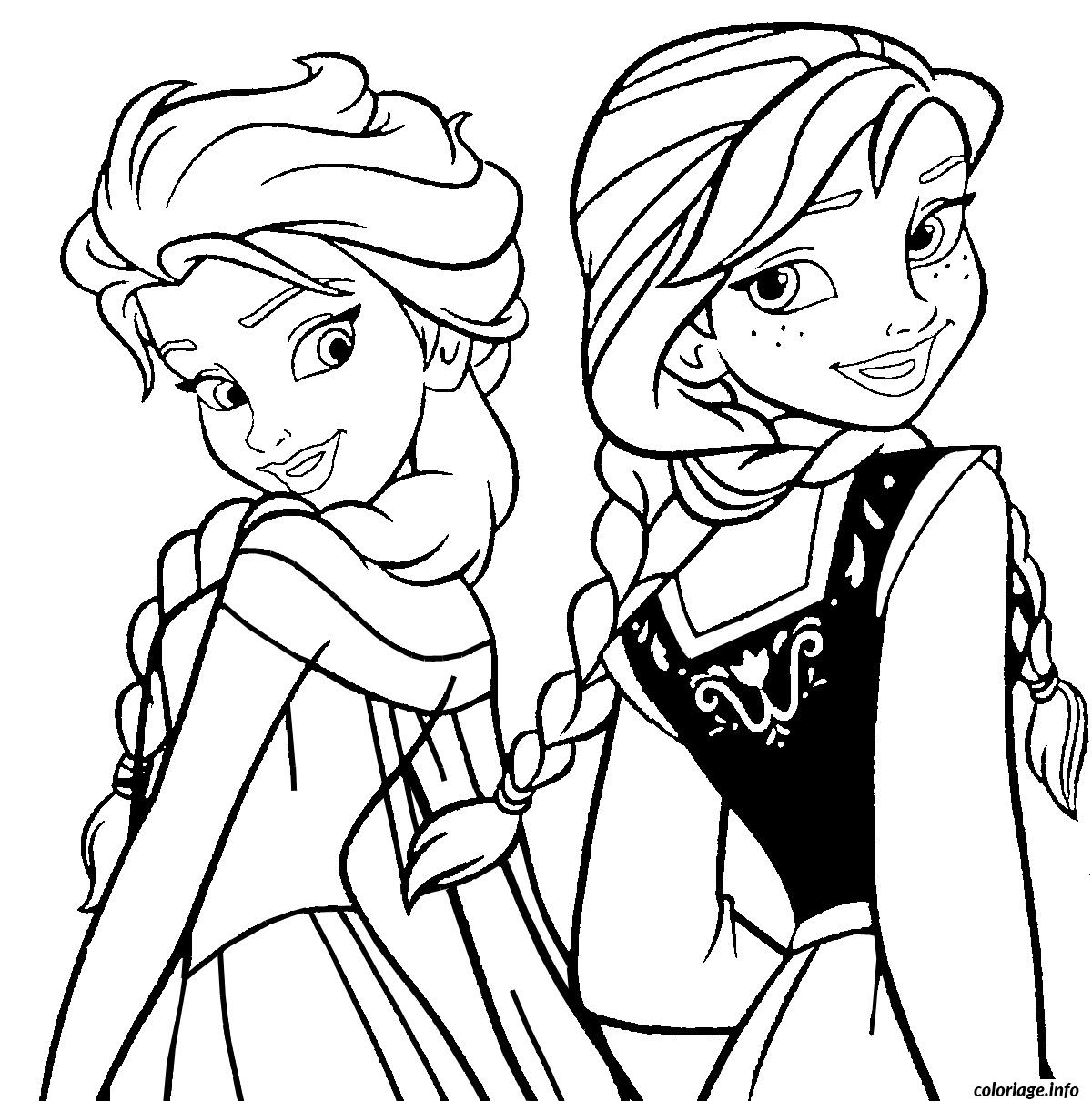 Dessin Elsa et Anna Reine des neiges Coloriage Gratuit à Imprimer