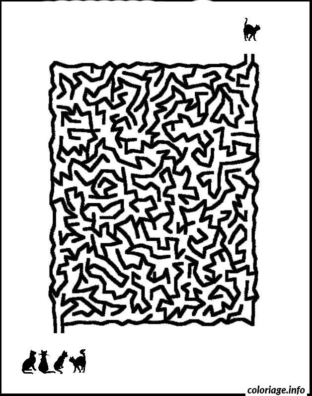 Coloriage Labyrinthe Jeux Chats Dessin à Imprimer