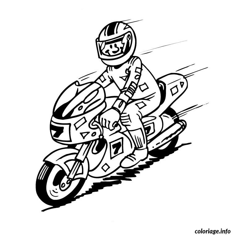 Dessin moto de course Coloriage Gratuit à Imprimer