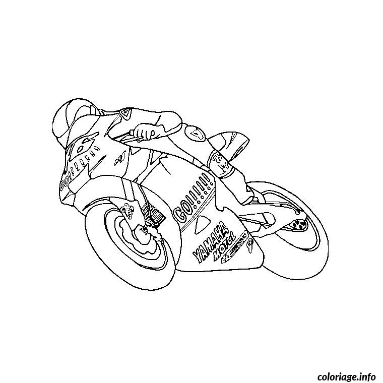 Dessin moto course Coloriage Gratuit à Imprimer