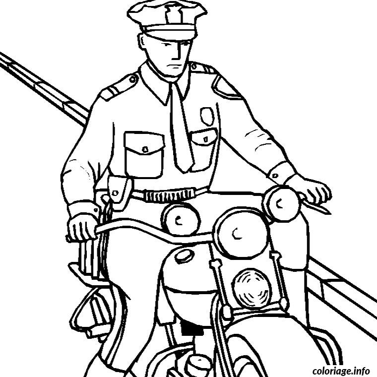 Dessin moto police Coloriage Gratuit à Imprimer