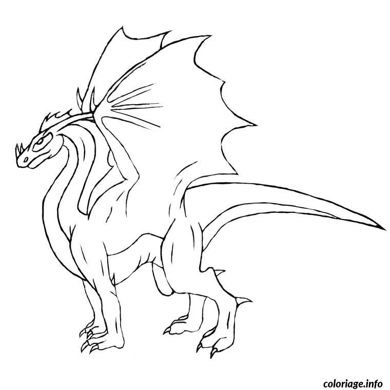 Coloriage Dragon 3d De Profile Dessin Dragon A Imprimer