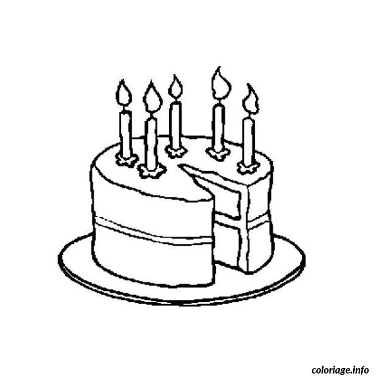 Dessin gateau anniversaire 5 ans Coloriage Gratuit à Imprimer