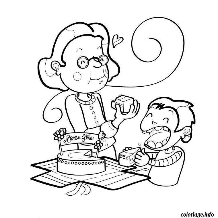 Coloriage Bon Anniversaire Mamie