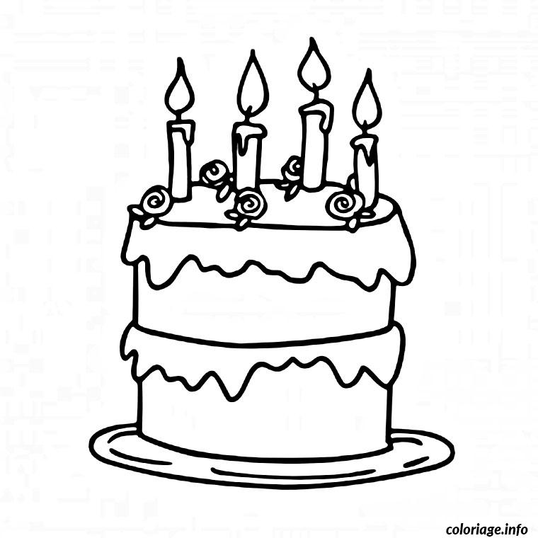 Dessin gateau d anniversaire cremeux Coloriage Gratuit à Imprimer