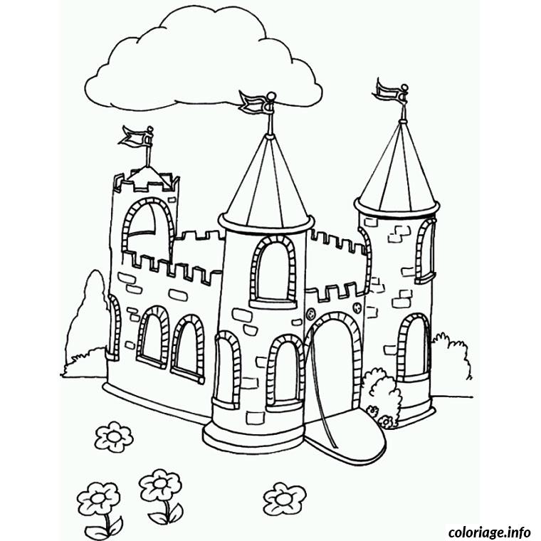 Coloriage beau chateau  JeColorie.com