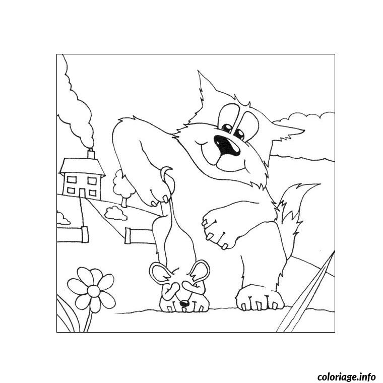 Dessin chat souris Coloriage Gratuit à Imprimer