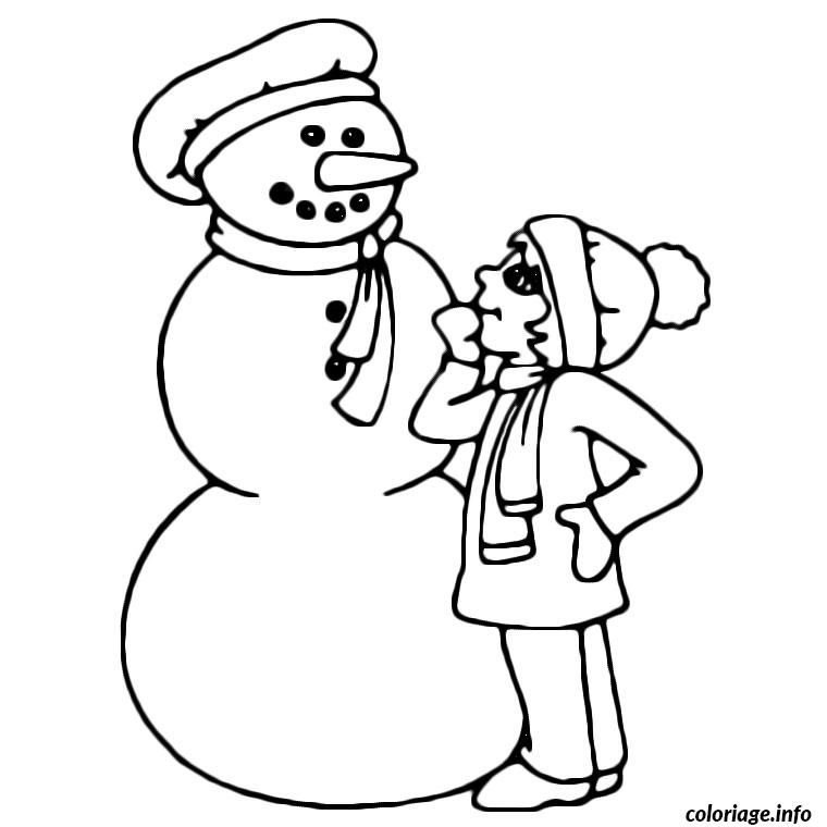 Dessin fille bonhomme de neige Coloriage Gratuit à Imprimer