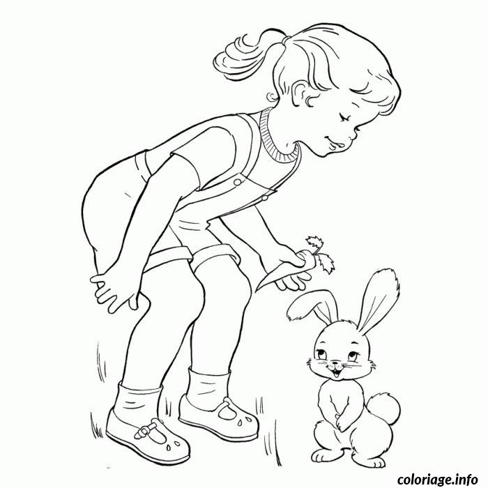 Dessin petite fille lapin Coloriage Gratuit à Imprimer