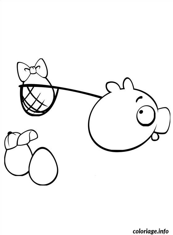 Dessin angry birds cochon avec oeuf au filet Coloriage Gratuit à Imprimer