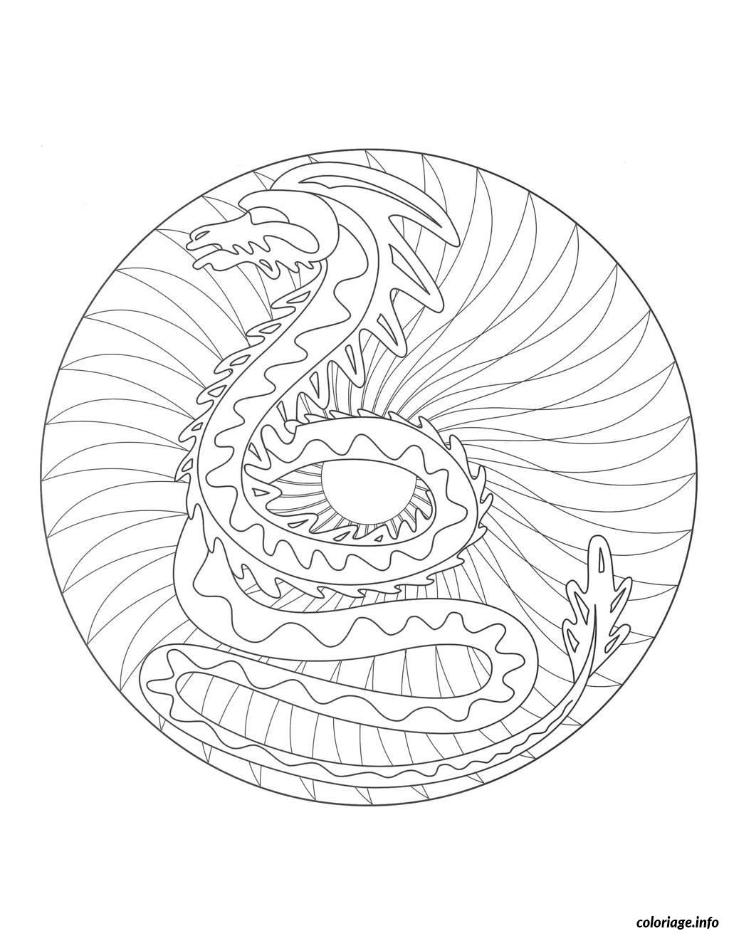 Coloriage Coloring Mandala Dragon 2 Dessin