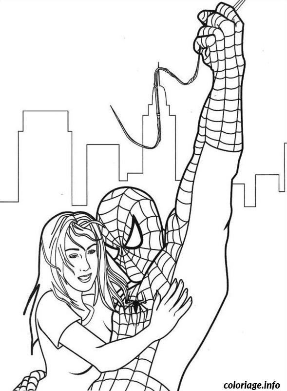 Coloriage Spider-Man escaladant un gratte-ciel - Spider-Man à imprimer