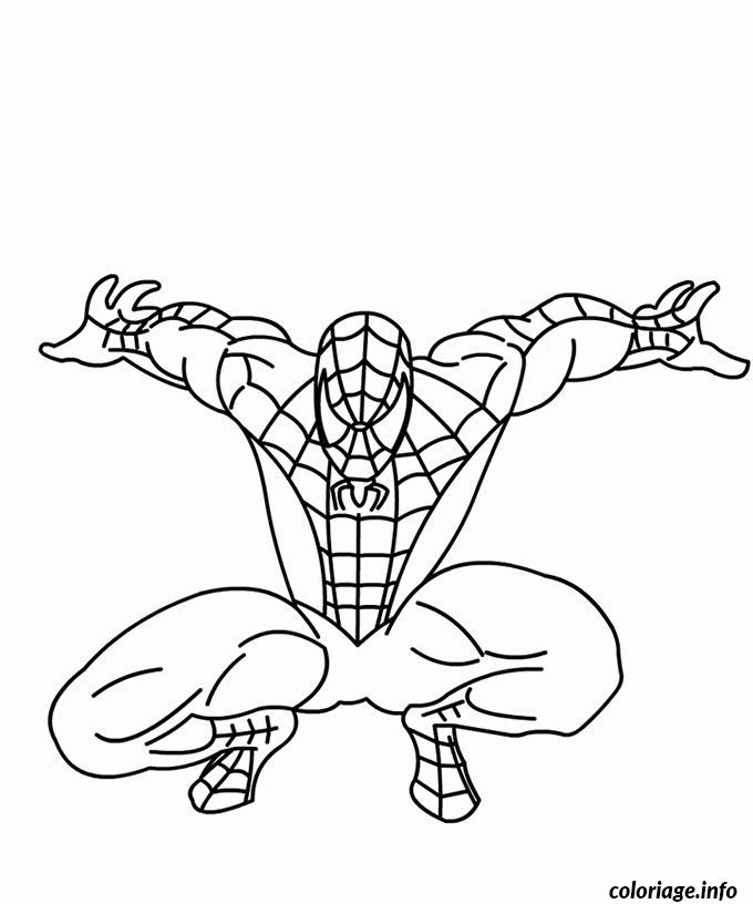 Dessin spider-man pret a faire le saut Coloriage Gratuit à Imprimer