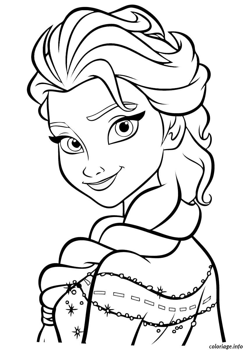 Coloriage Frozen Elsa Visage Reine Des Neiges Dessin à Imprimer