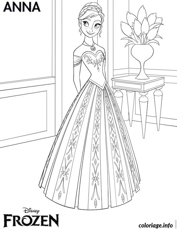 Dessin anna frozen disney Coloriage Gratuit à Imprimer