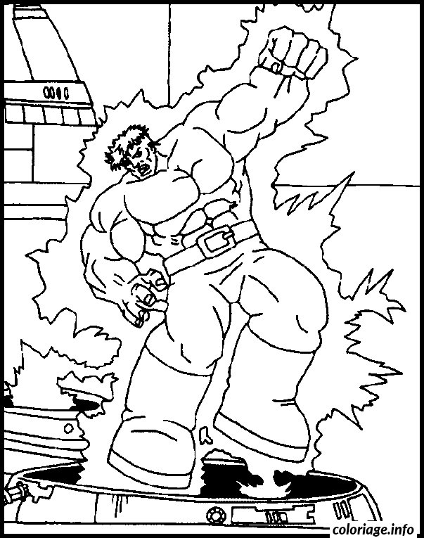 Dessin Hulk est electrocute Coloriage Gratuit à Imprimer