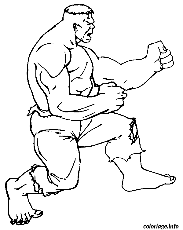 Dessin Hulk fait du karate Coloriage Gratuit à Imprimer