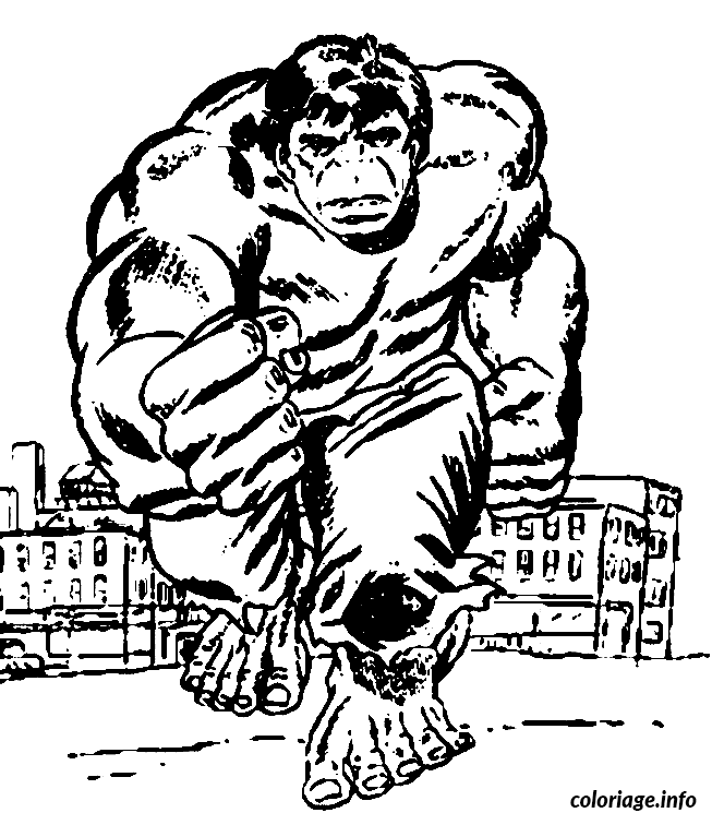 Dessin Hulk quitte la ville Coloriage Gratuit à Imprimer