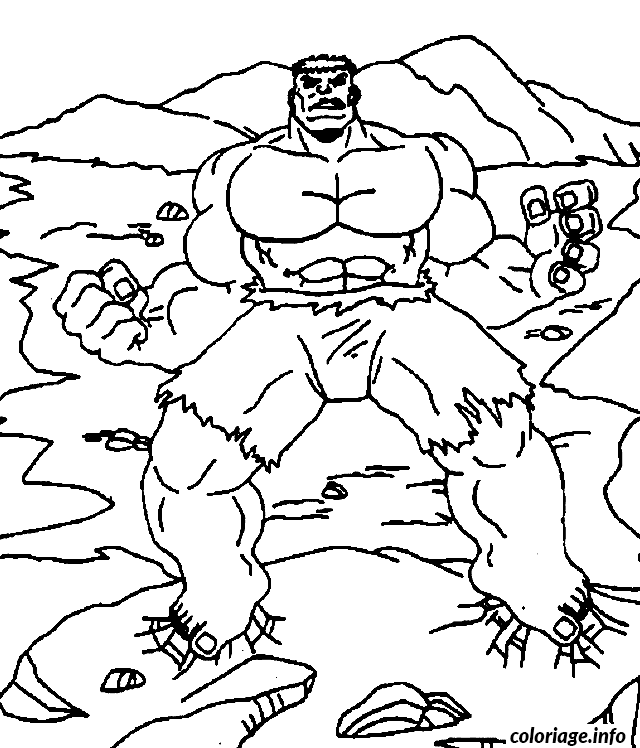 Dessin Hulk dans la nature Coloriage Gratuit à Imprimer