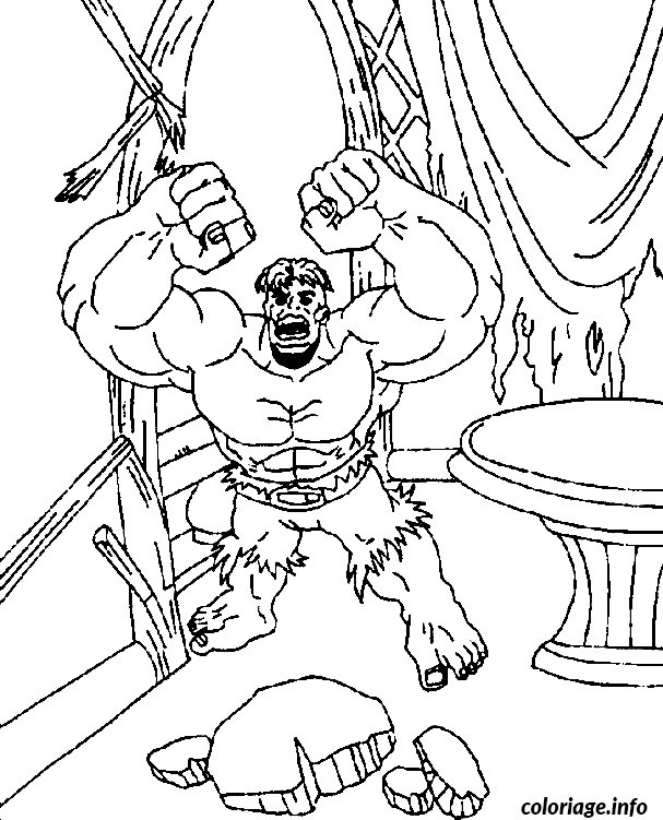 Dessin Hulk dans un chateau Coloriage Gratuit à Imprimer