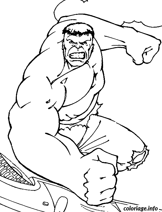Dessin Hulk s enerve contre une porte Coloriage Gratuit à Imprimer
