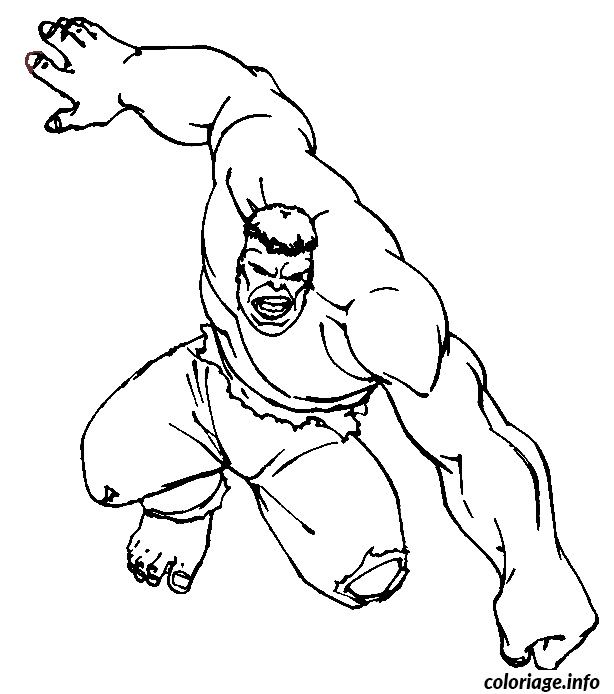 Dessin Hulk en plein saut Coloriage Gratuit à Imprimer