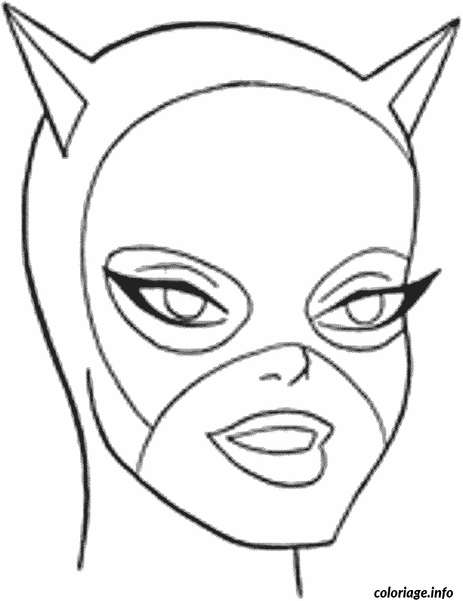 Dessin tete de Catwoman Coloriage Gratuit à Imprimer