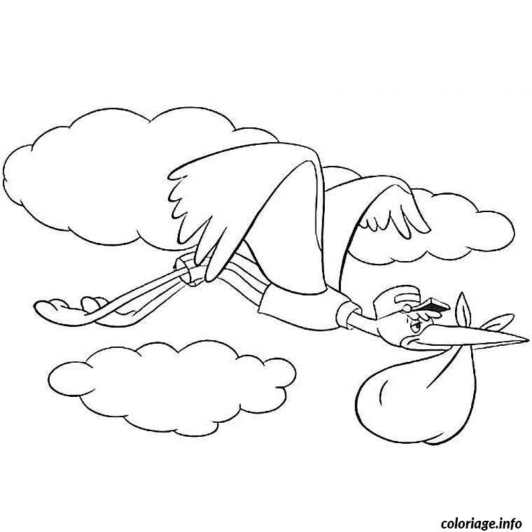 Dessin cigogne bebe Coloriage Gratuit à Imprimer